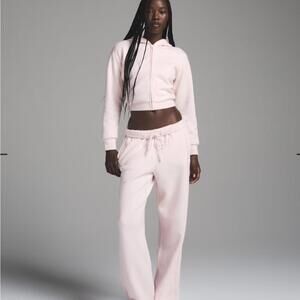 SKIMS Barely Pink Cotton Fleece Zip up Hoodie